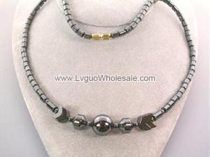 Large Round Beads Hematite Chain Choker Necklace